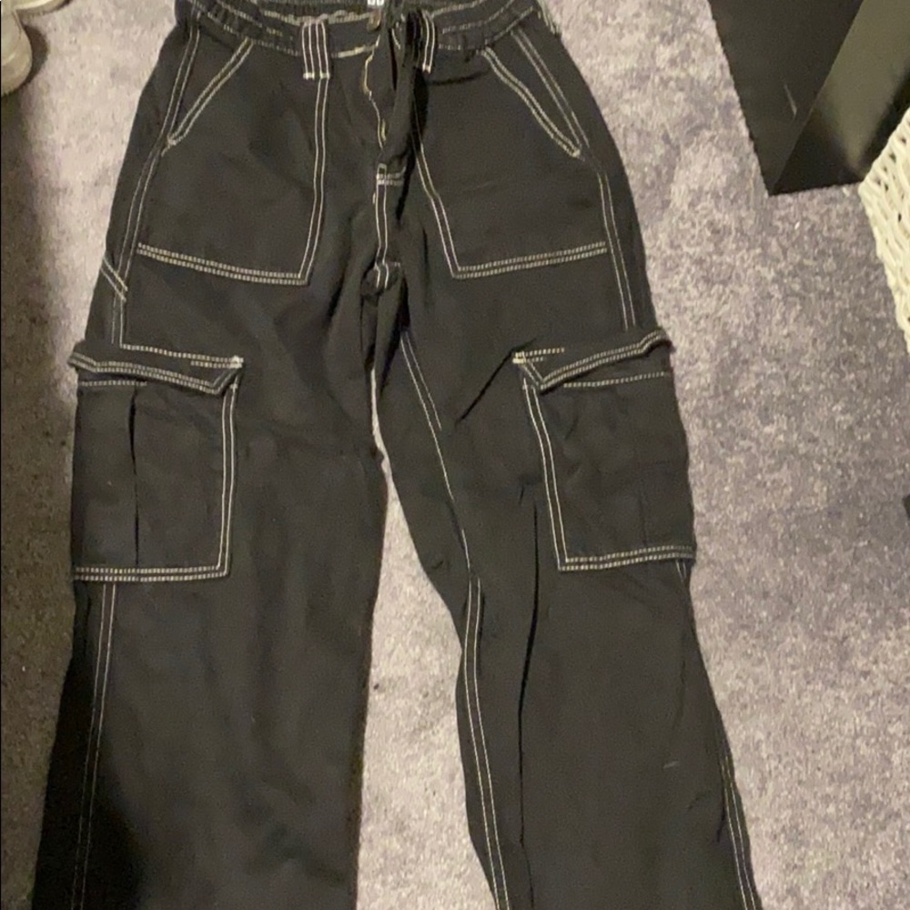 Black with white stitching pants